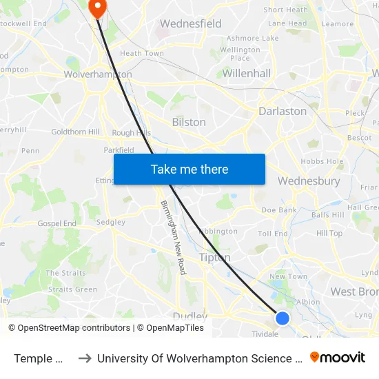 Temple Way to University Of Wolverhampton Science Park map