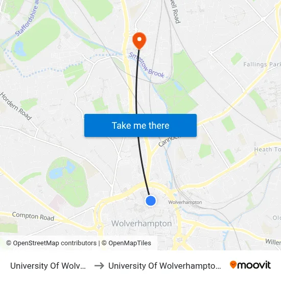 University Of Wolverhampton to University Of Wolverhampton Science Park map