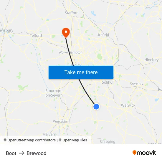 Boot to Brewood map