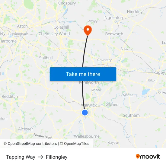 Tapping Way to Fillongley map