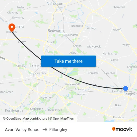 Avon Valley School to Fillongley map