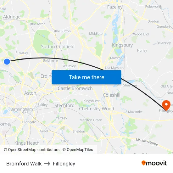 Bromford Walk to Fillongley map