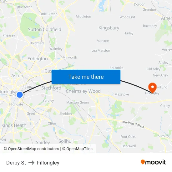 Derby St to Fillongley map