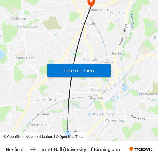 Nesfield Close to Jarratt Hall (University Of Birmingham Halls Of Residence) map