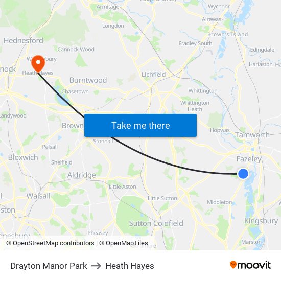 Drayton Manor Park to Heath Hayes map