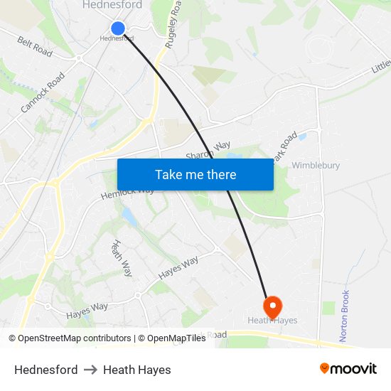 Hednesford to Heath Hayes map