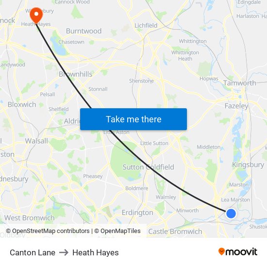 Canton Lane to Heath Hayes map