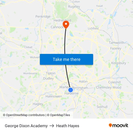 George Dixon Academy to Heath Hayes map