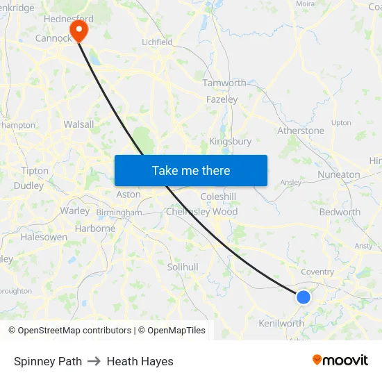 Spinney Path to Heath Hayes map