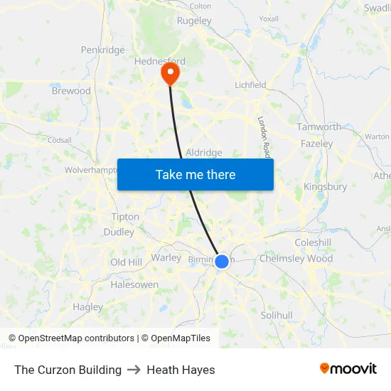 The Curzon Building to Heath Hayes map