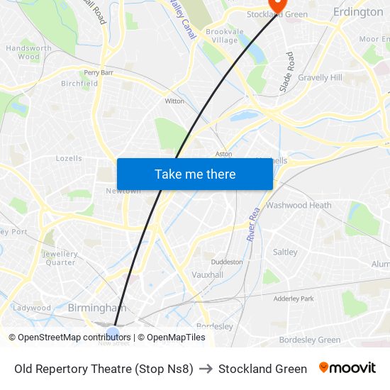 Old Repertory Theatre (Stop Ns8) to Stockland Green map