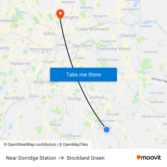 Near Dorridge Station to Stockland Green map