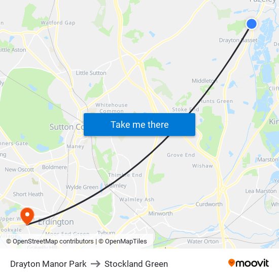 Drayton Manor Park to Stockland Green map