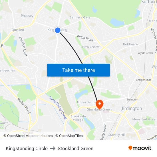 Kingstanding Circle to Stockland Green map