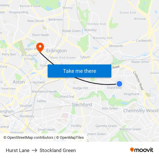 Hurst Lane to Stockland Green map