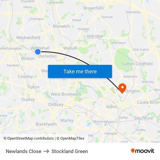 Newlands Close to Stockland Green map