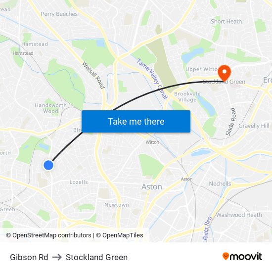 Gibson Rd to Stockland Green map