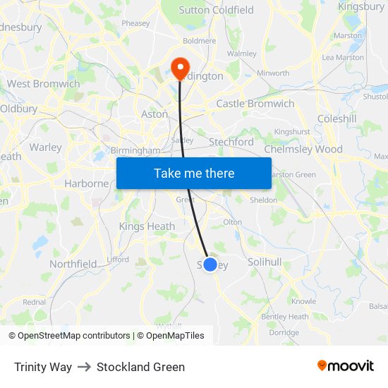 Trinity Way to Stockland Green map