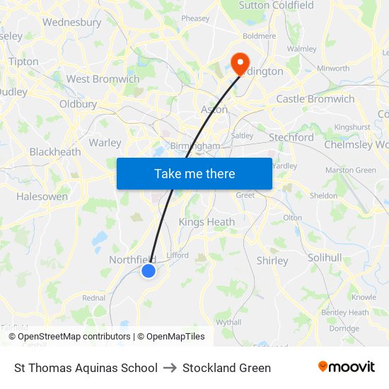 St Thomas Aquinas School to Stockland Green map