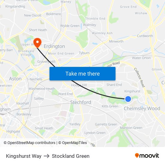 Kingshurst Way to Stockland Green map