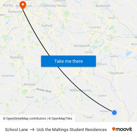 School Lane to Ucb the Maltings Student Residences map