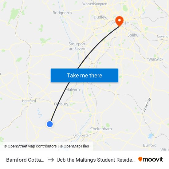 Bamford Cottages to Ucb the Maltings Student Residences map