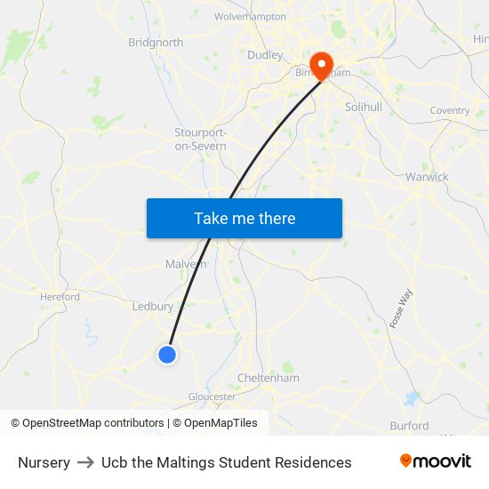 Nursery to Ucb the Maltings Student Residences map