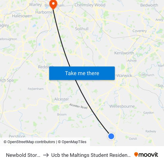 Newbold Stores to Ucb the Maltings Student Residences map