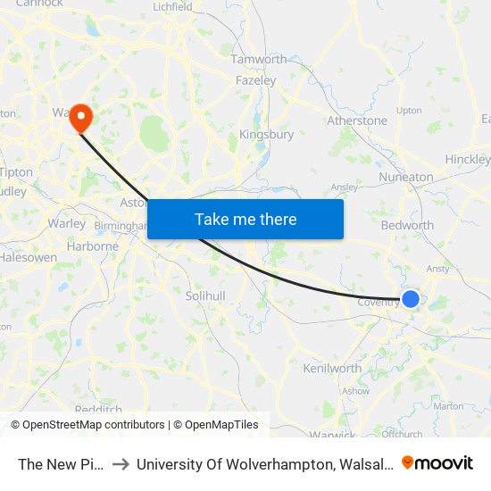 The New Pippin to University Of Wolverhampton, Walsall Campus map