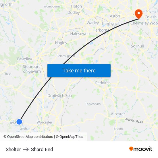 Shelter to Shard End map