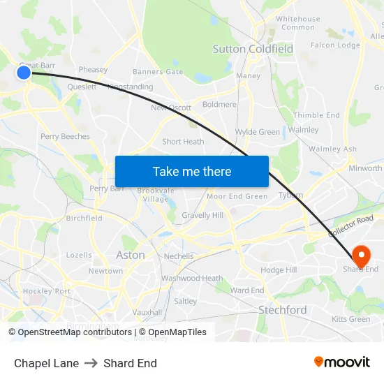 Chapel Lane to Shard End map
