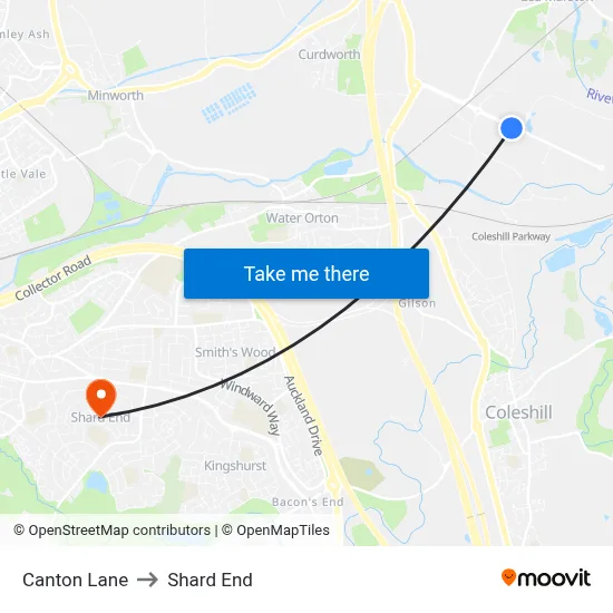 Canton Lane to Shard End map
