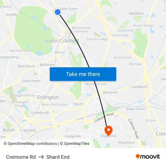 Cremorne Rd to Shard End map