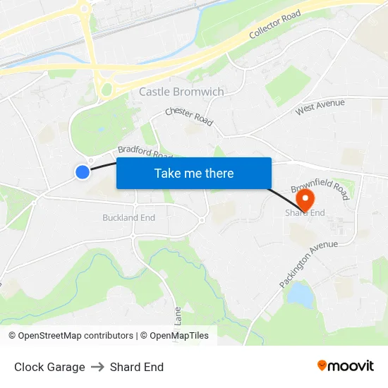 Clock Garage to Shard End map