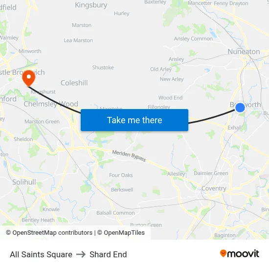 All Saints Square to Shard End map