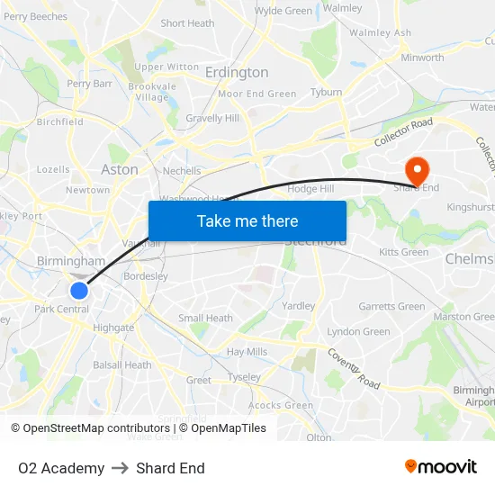 O2 Academy to Shard End map