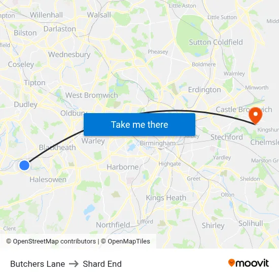 Butchers Lane to Shard End map
