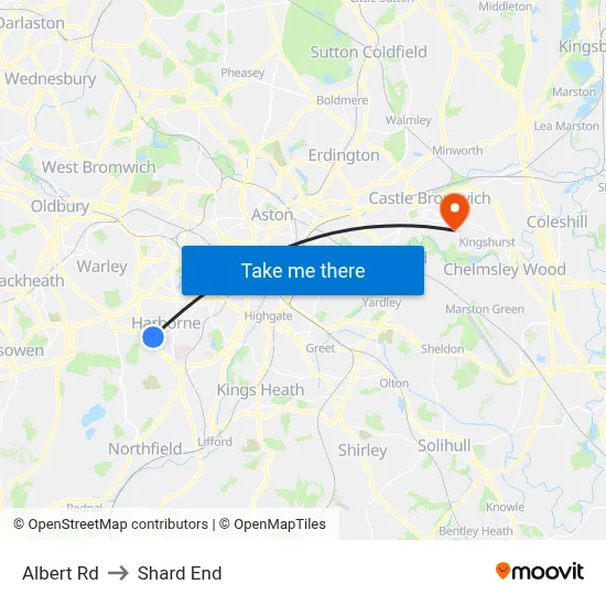 Albert Rd to Shard End map