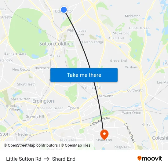 Little Sutton Rd to Shard End map