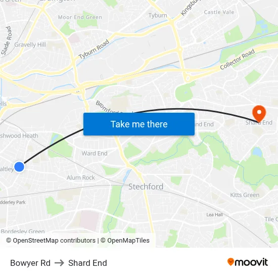 Bowyer Rd to Shard End map