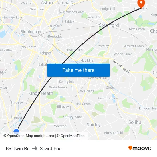 Baldwin Rd to Shard End map