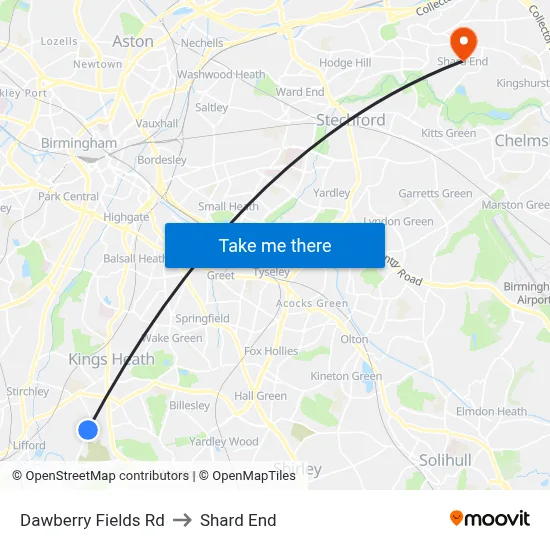 Dawberry Fields Rd to Shard End map