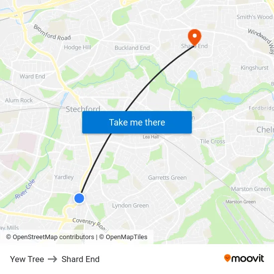 Yew Tree to Shard End map