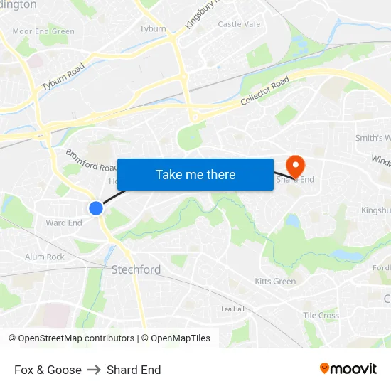 Fox & Goose to Shard End map