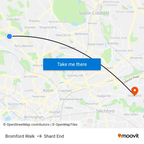 Bromford Walk to Shard End map