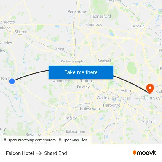 Falcon Hotel to Shard End map