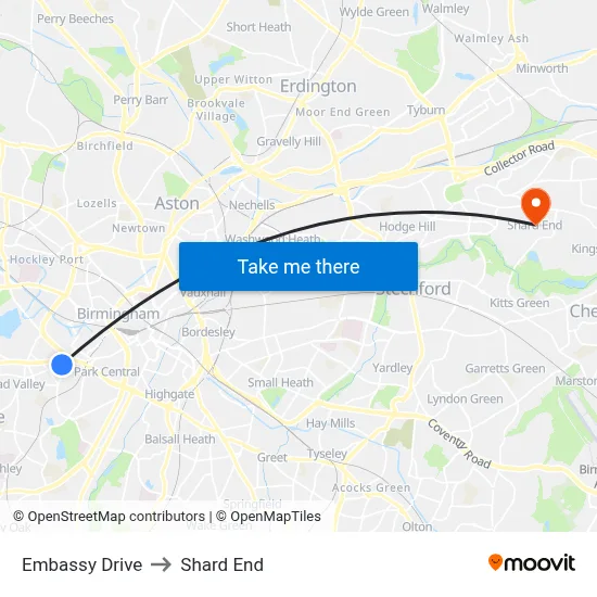Embassy Drive to Shard End map