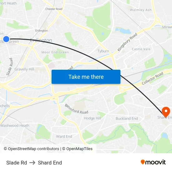 Slade Rd to Shard End map