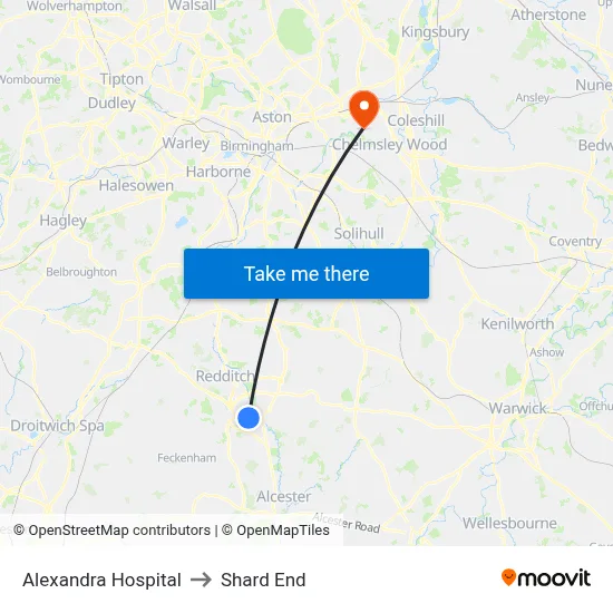 Alexandra Hospital to Shard End map