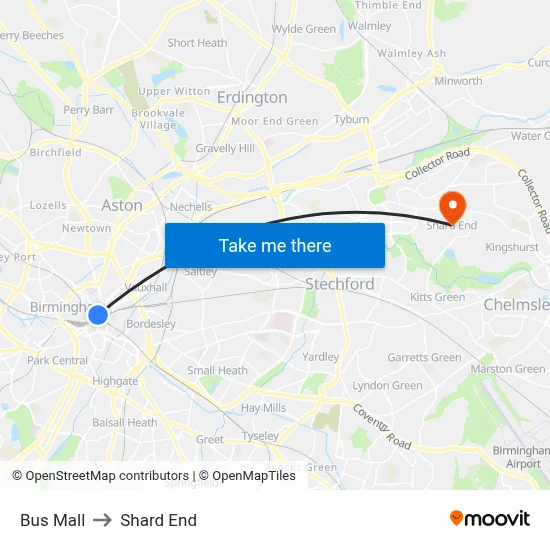 Bus Mall to Shard End map